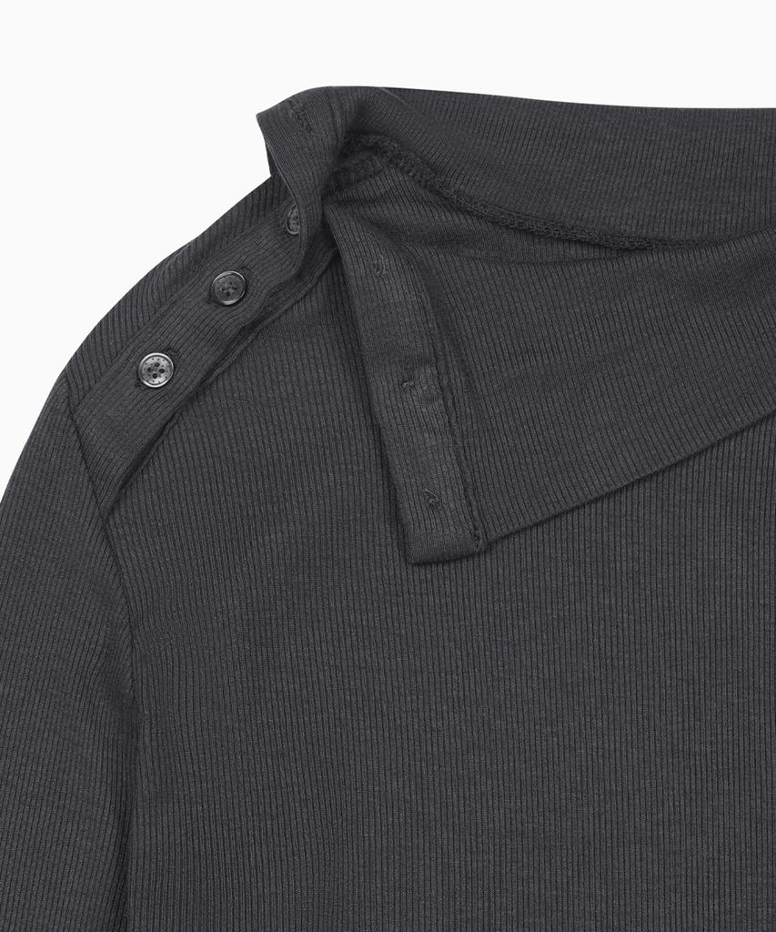 Ohesio Two-Way Button Turtleneck T-Shirt, Charcoal
