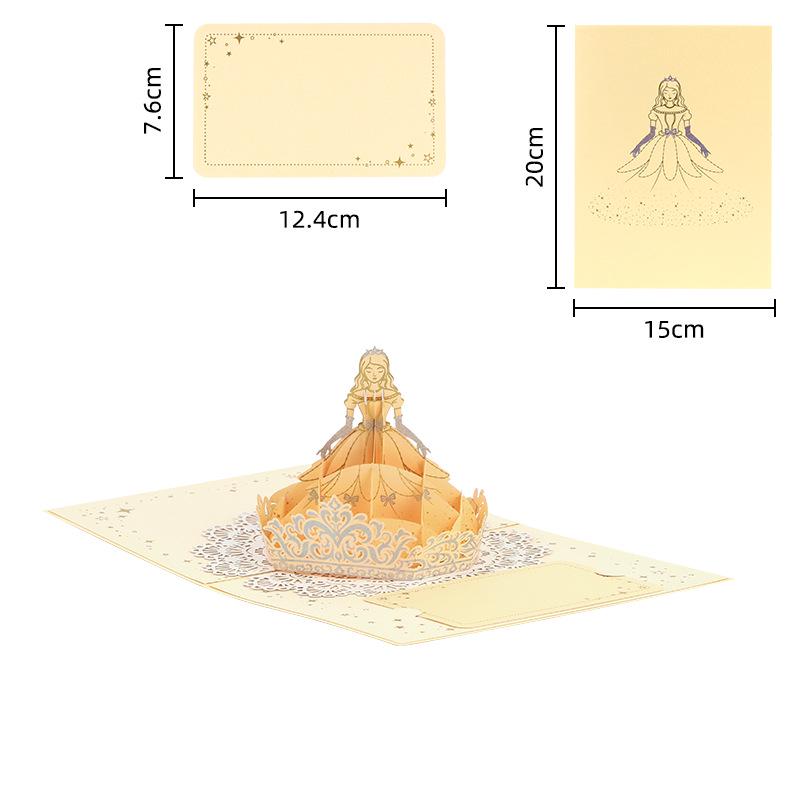 3D Princess Greeting Card with Hot Stamping Design - Ideal Gift for Girls Birthdays