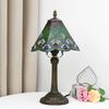 Table Lamp Green Peacock Tail Stained Glass Lamp Vintage Desk Light for Bedside Living Room Office Dormitory Dining Room