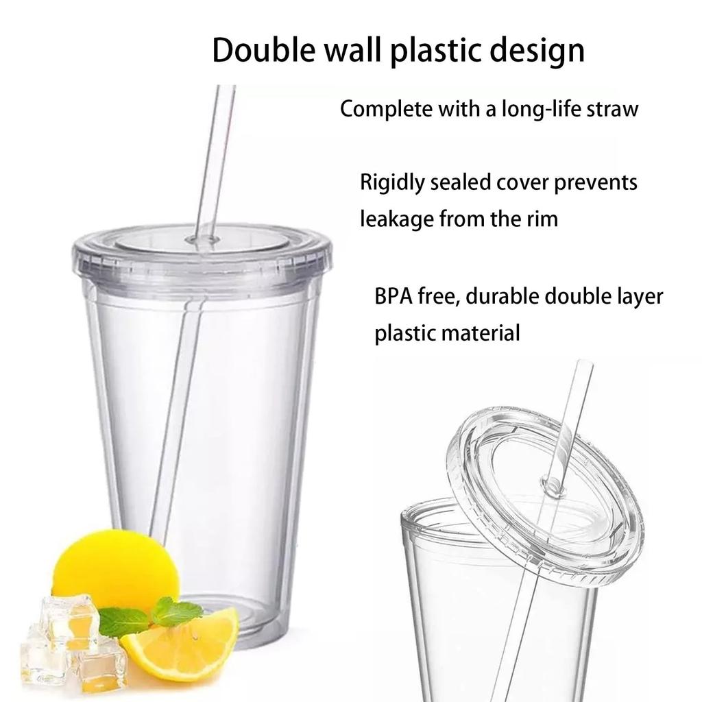 24oz Plastikstrohhalmbecher Kreativer transparenter Kaltgetränkebecher mit Deckel