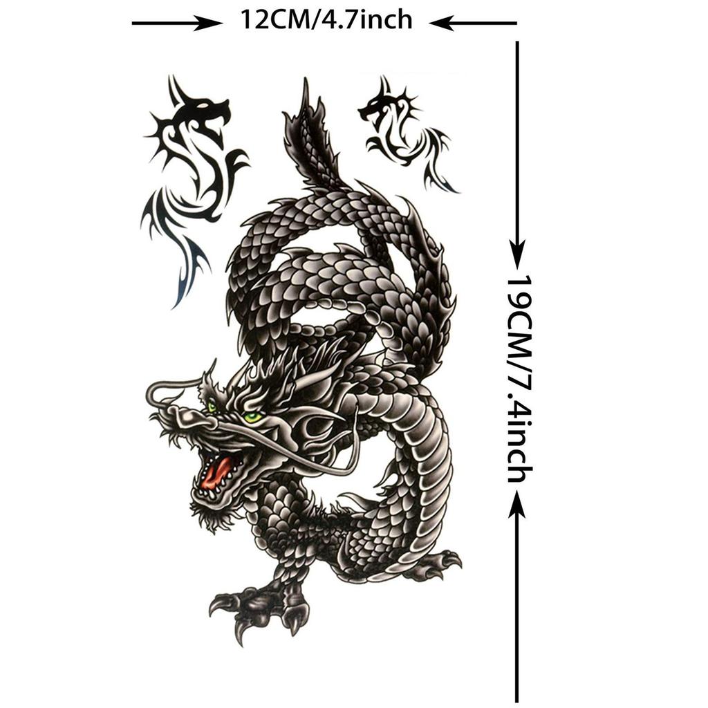1 Sheet Realistic Fake Dragon Temporary Tattoos For Women Men Adults Arm Sleeve Waterproof Body Art Tattoo Sticker Disposable
