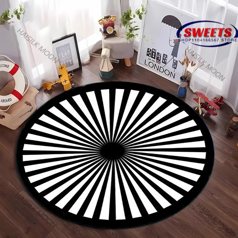 Mysterious Mandala Flower Print Round Carpet for Kid's Living Room Picnic, Anti-Slip Rug, Yoga Rug Doormat Floor All Seasons Mat