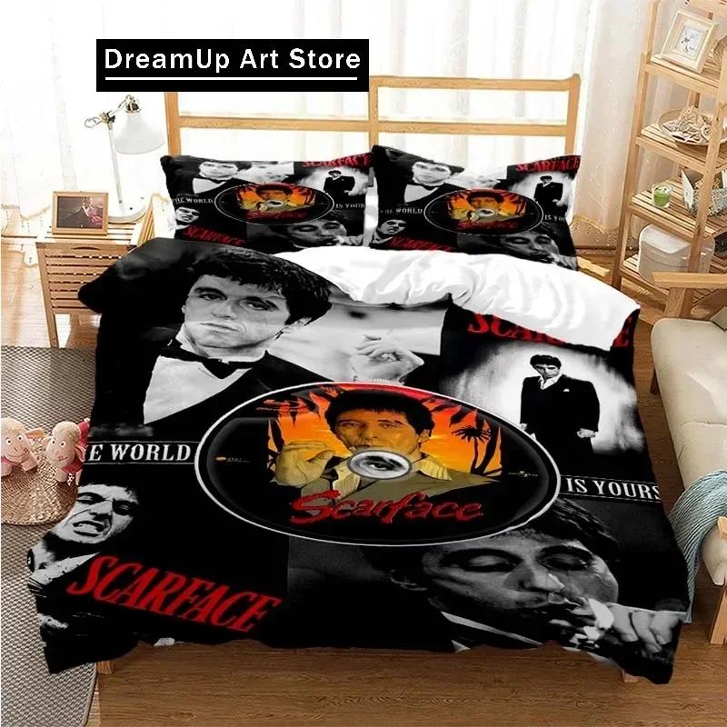 Tony Montana Scarfaces Bedding Set Boys Girls Twin Queen Size Duvet Cover Pillowcase Bed Kids Adult Home Textileextile
