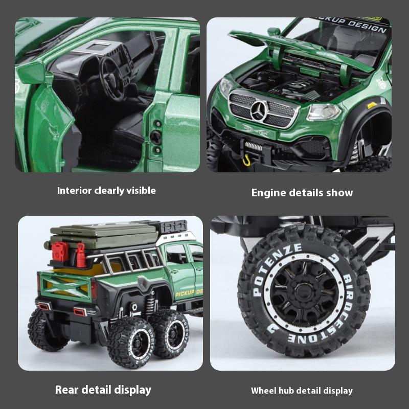 1/28 Scale Mercedes Benz X-Class Exy 6X6 Campervan Off Road Van Alloy Diecast Model Car Trendy Home Furnishings Holiday Gifts for Boys