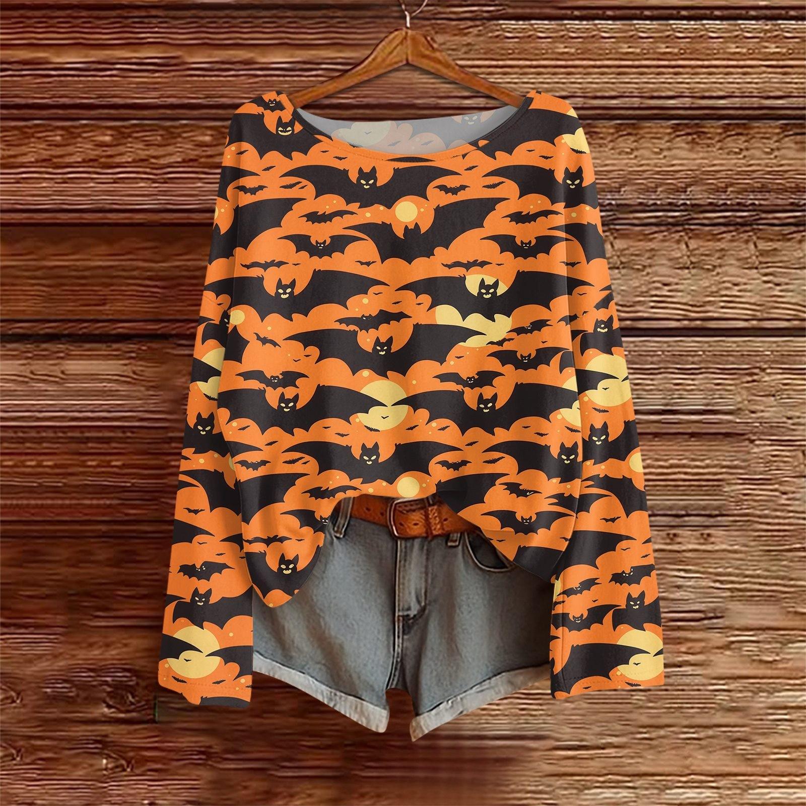 

Long Sleeve Shirts For Women Print Graphic Tees Blouses Casual Plus Size Basic Tops Pullover XL