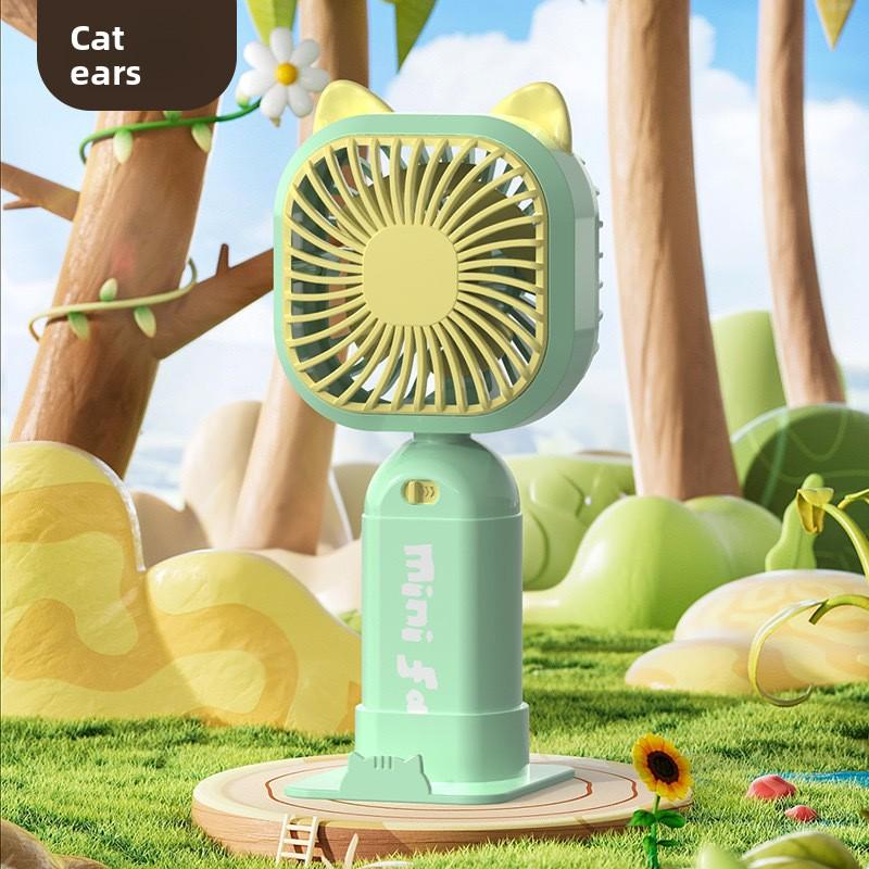 Portable Handheld Mini Fan with LED Light, USB Rechargeable, Quiet 3-Speed Cooling Fan