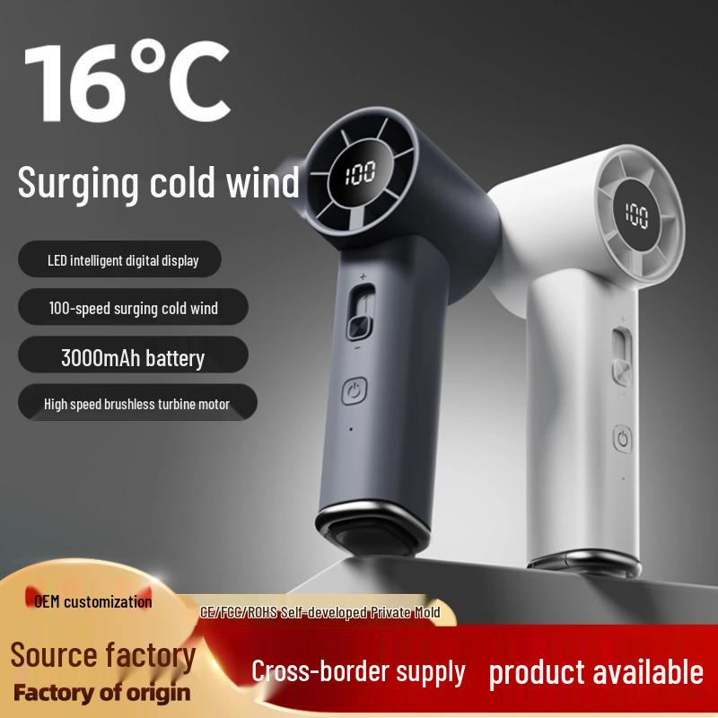 26-Year 100-Speed Mini Handheld Fan with Strong Wind, USB Digital Display, Portable Design