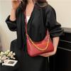Fashion Chain Shoulder Bag Pure Brown Black Female Bag Simple Underarm Handbag Designer Bucket Crossbody Bag Red Wedding Purse