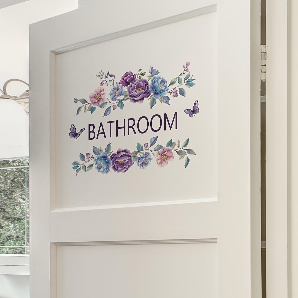 1pc Creative Floral Bathroom Slogan Wall Sticker for Bedroom Entrance Home Decor Self-Adhesive