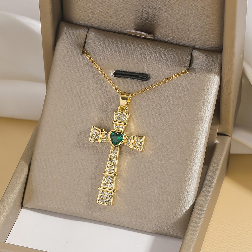 Hip Hop Cool Zircon Cross Necklaces for Women Men Fashion Stainless Steel Chains Shiny Cross Collar Jewelry Accessories Gifts