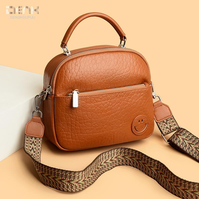 Dámská kabelka z pravé kůže Jednoduchá měkká kožená kabelka Módní jednobarevná kožená taška přes rameno Crossbody