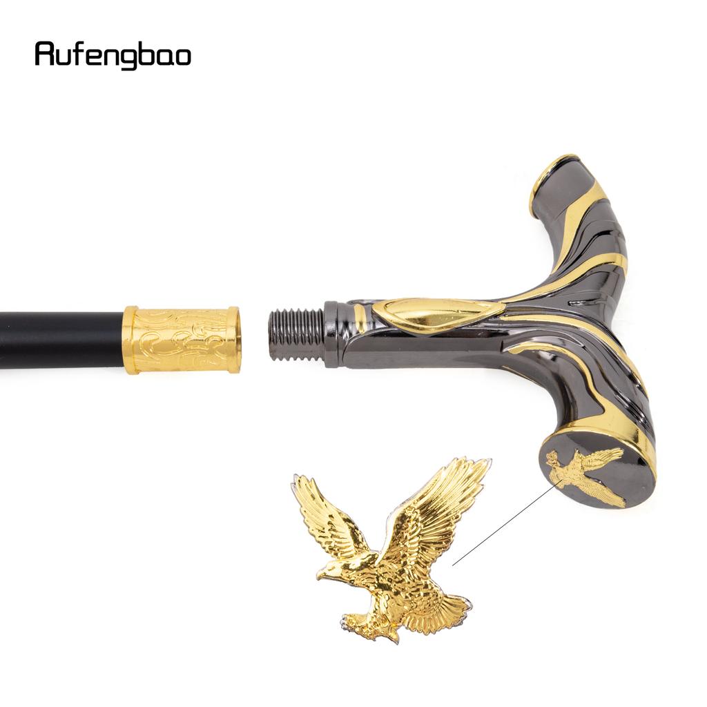 Gold Schwarz Fließende Linien Adler Luxus Mode Cosplay Stock Party Dekorativer Stock Eleganter Krummstabknauf Gehstock 92cm