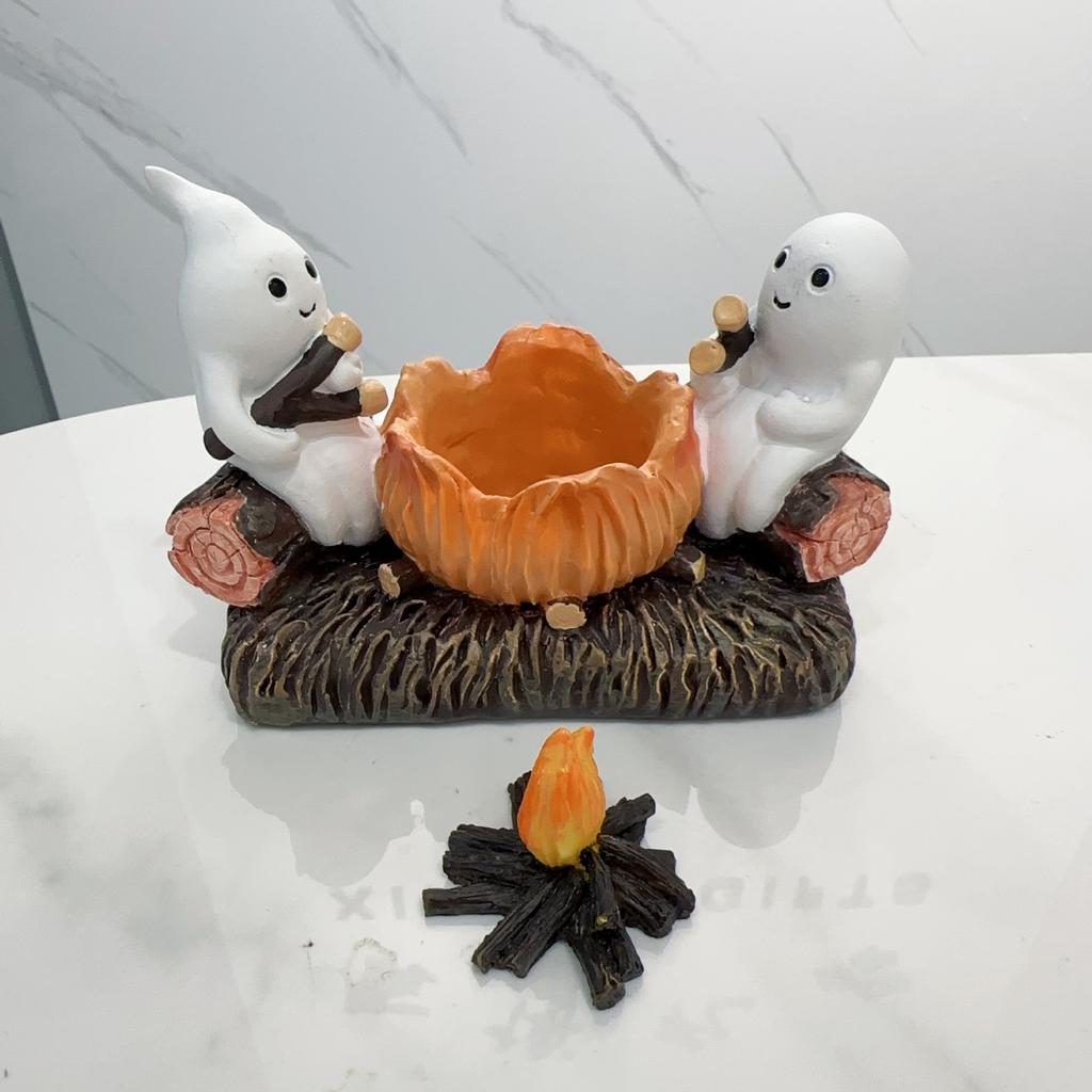 NEW Halloween Ghost Creativity Candlestick Decoration Resin Crafts Home Atmosphere  Courtyard Office Party Multipurpose
