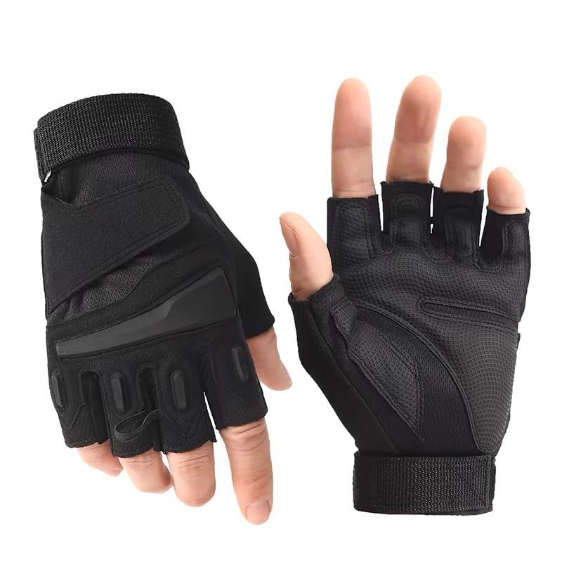 

Gym Sport Breathable Fingerless Gloves Men Outdoor Tactical Techwear Style Anti-slip Bicycle Motorcycle Gloves Black Blue Red M чёрный