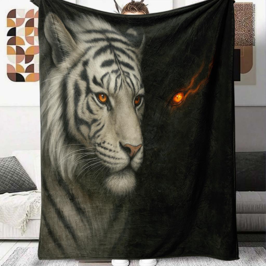 1 ks Flanelová deka s kresleným potiskem, Vysoce kvalitní, Pohodlná pro všechna roční období, Domácí dekorace, Teplo a pohodlí, Perfektní jako vánoční dárek k narozeninám