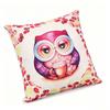 Cute Autumn Owl Throw Pillow Cover, Fall Watercolor Linen Cushion Cover for Seasonal Home Decor