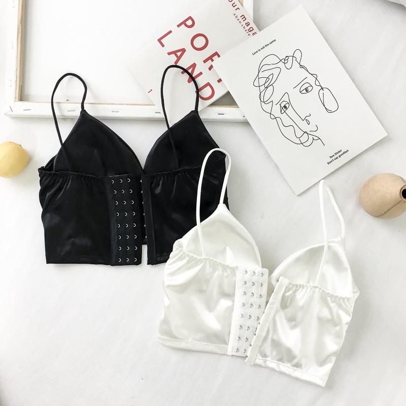 Women's Tube Top Silk Comfortable Crop Top Sexy Camisole Wireless Summer V-Neck Sleeveless Underwear