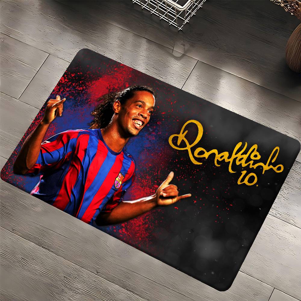 R-Ronaldinho Sport Football Star Door Mat Kids Room Bedroom Decoration Balcony Anti-Slip Doormat Living Room Doormat Area Rug