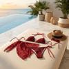Cover Skirt Sexy Brazilian Bikini Set Mesh Swimsuits Beach Lace Bikinis  Pool