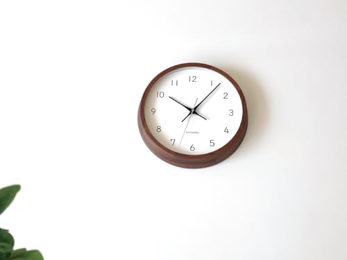 KATOMOKU muku zegar 13 Orzech km-104WARC Zegar Ścienny z Płynącą Sekundą, Średnica 30,6 cm (Zegar sterowany radiowo)