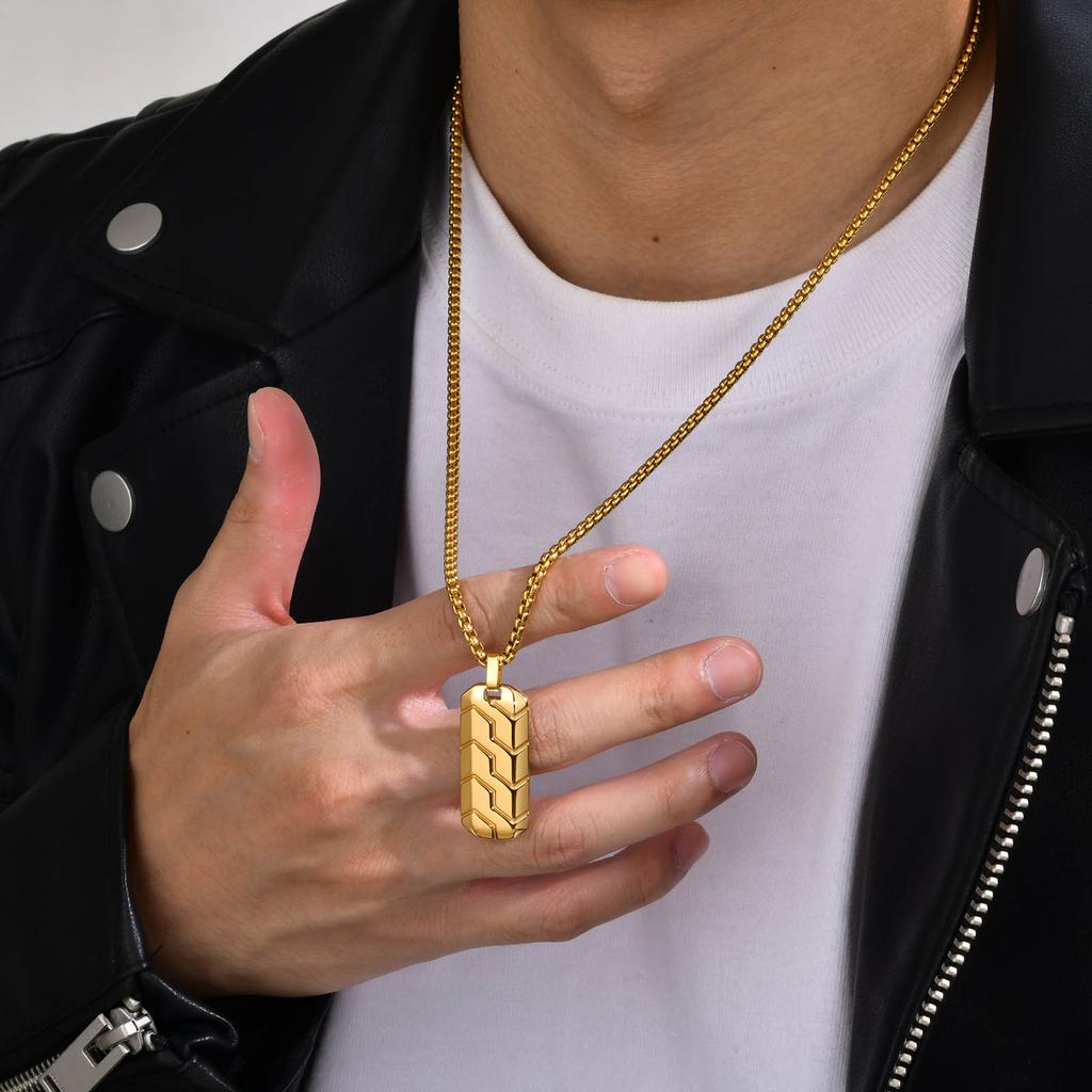 Stainless Steel Geometric Irregular Square Punk Pendant Necklace for Men Women Hip Hop Gold Silver Plated Necklace Jewelry Gift