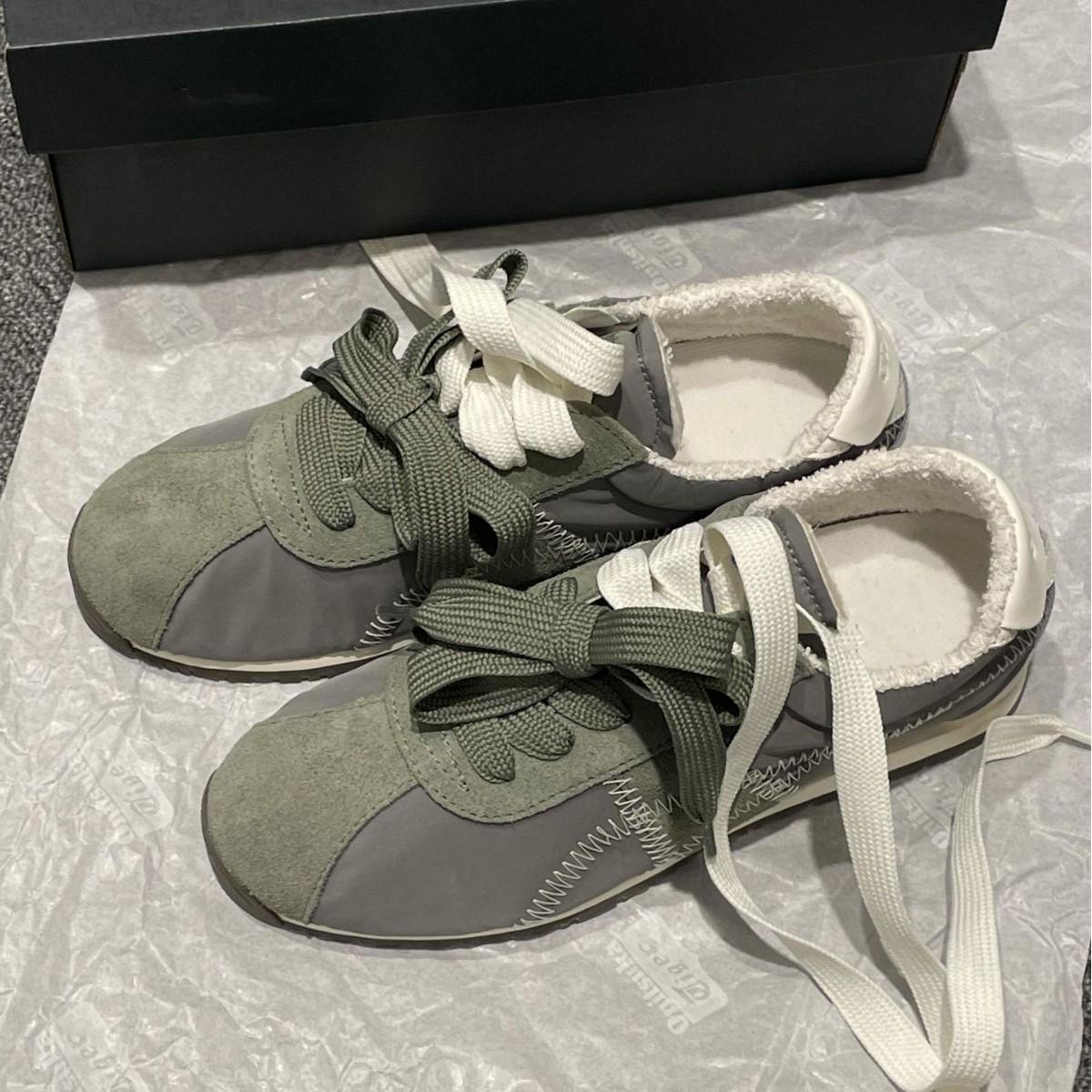 

Sheepskin version~ niche leather mandarin duck bow Forrest Gump shoes women s training shoes versatile board shoes sports and leisure shoes women 40 зелёный