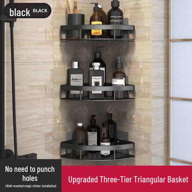 Aluminum No-Drill Corner Bathroom Shelf