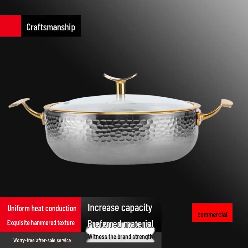 Yingbai 304 Stainless Steel Hammered Steamer Soup Pot