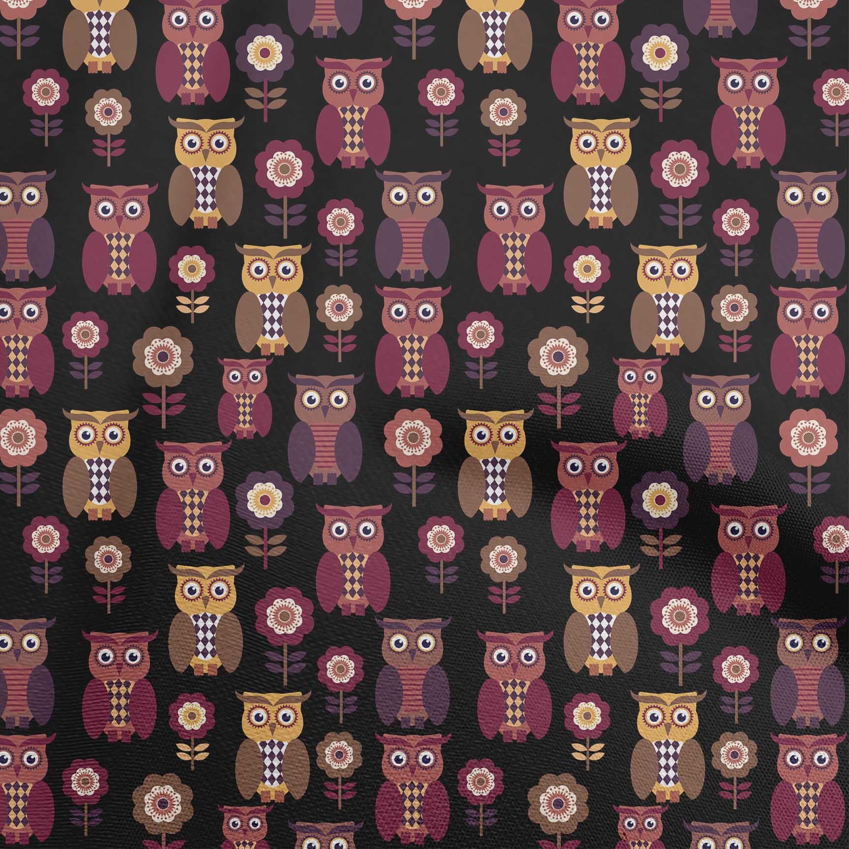 

OneOone Cotton Flex Medium Blue Fabric Owl Швейні ремісничі проекти Друк на тканині 40 дюймів 42 Inch Wide - Viscose Chiffon чорний