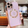For iPhone 14 Pro Case Compatible with MagSafe Electroplated TPU Phone Cover Hollow Love Hearts