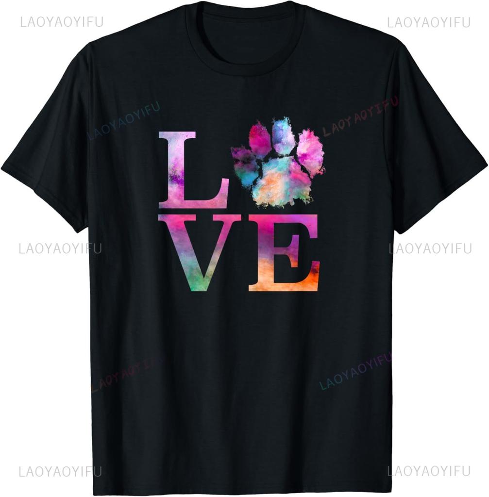 Dog Paw Print TShirt Fun Dog Pet Print Top  Cotton Men Clothing  Graphic T Shirts Camisetas Streetwear Vintage T Shirt