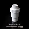 White PVC Ball Check Valve for Water Pipes, Fish Tank Fitting, Sizes: 1 Inch, 25, 32, 40, 50 Mm