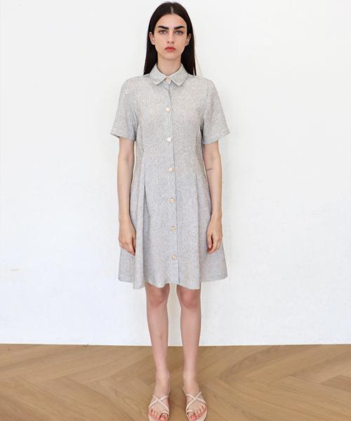 DAMAGE MNEMONIC Fancy Tweed Melange Ivory Shirt Dress _ Fancy Tweed Melange Iv Op