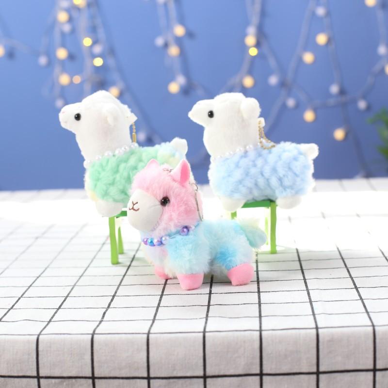 New Cute and Cute Colored Pearl Alpaca Plush Toy Doll Pendant Doll Bag Hanging Decoration