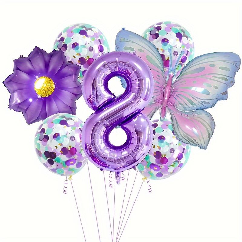 9PCS Butterfly Number Balloons Set Birthday Party Decorations Anniversary Layout Celebration Indoor Event Party Decor Supplies