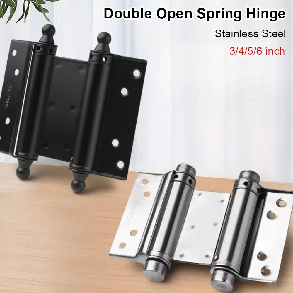 1Pcs Double Opening Door Hinge With Inner And Outer Thickened Spring Silent Hinges Automatic Closing Stainless Steel