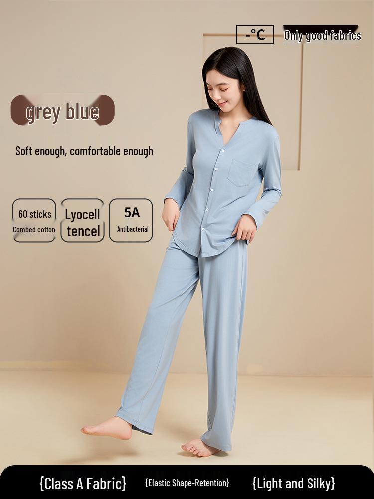 

Осенний женский пижамный комплект из тенселя и хлопка с длинным рукавом M (recommended weight 90-110 jin)