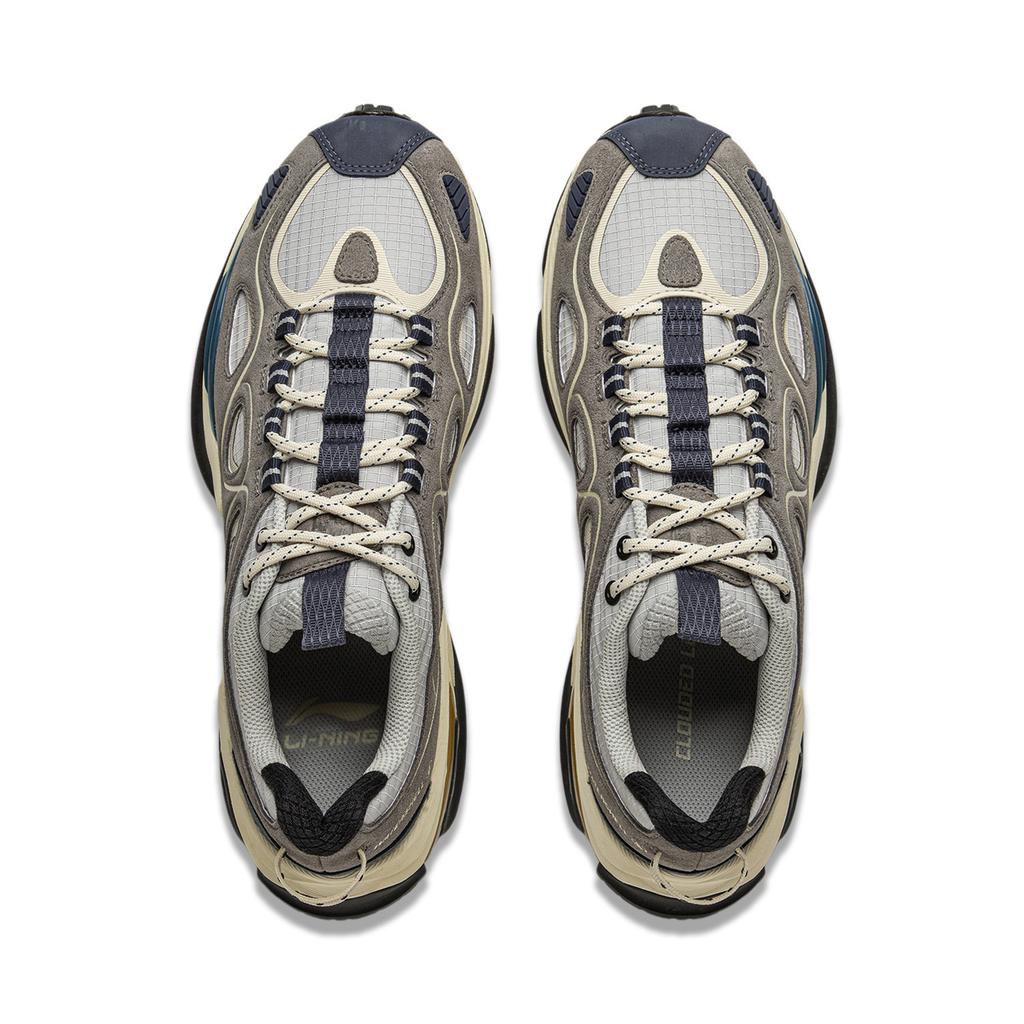 Li Ning Cloud Leopard Reflective Trendy Sports Non-Slip Rebound Mid-Top Casual Shoes Unisex Casual Shoes Gray Blue AZGV069-2