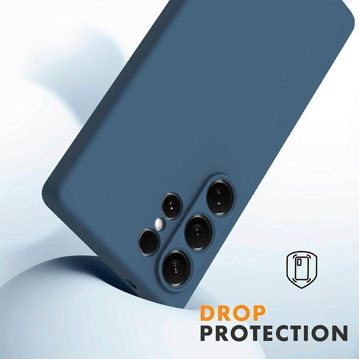 Case for Samsung Galaxy S25 Ultra - BOOLING - Shockproof Silicone Protection Navy Blue - 2 Tempered Glasses