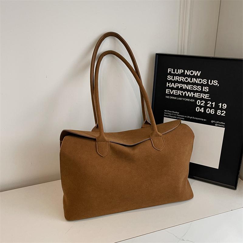 

Business Briefcase Style Shoulder Bags For Women Soft Faux Suede Big Capacity Shopper Totes Latest Designer Handbags Luxury 38x24x12cm