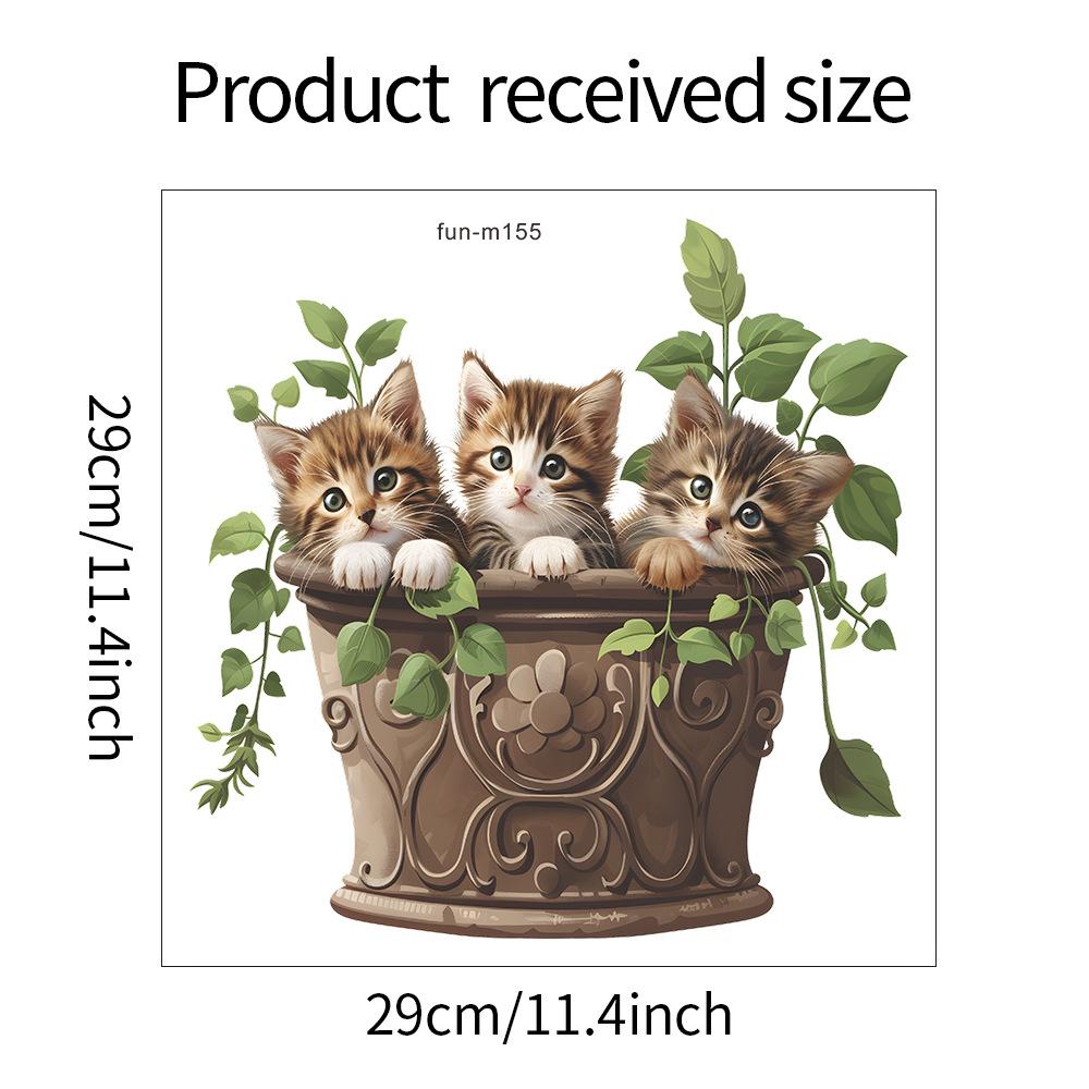 

Мультяшный кот, сочетание зеленого листа, туалета с ванной, декоративные наклейки на стену для ванной комнаты 29*29CM/fun-m155