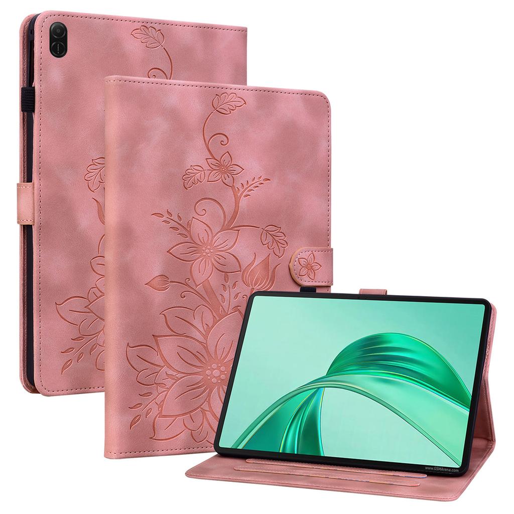 Für Honor Pad X8a Hülle Lilienblumen-Prägung Kartenfächer Leder Tablet-Hülle