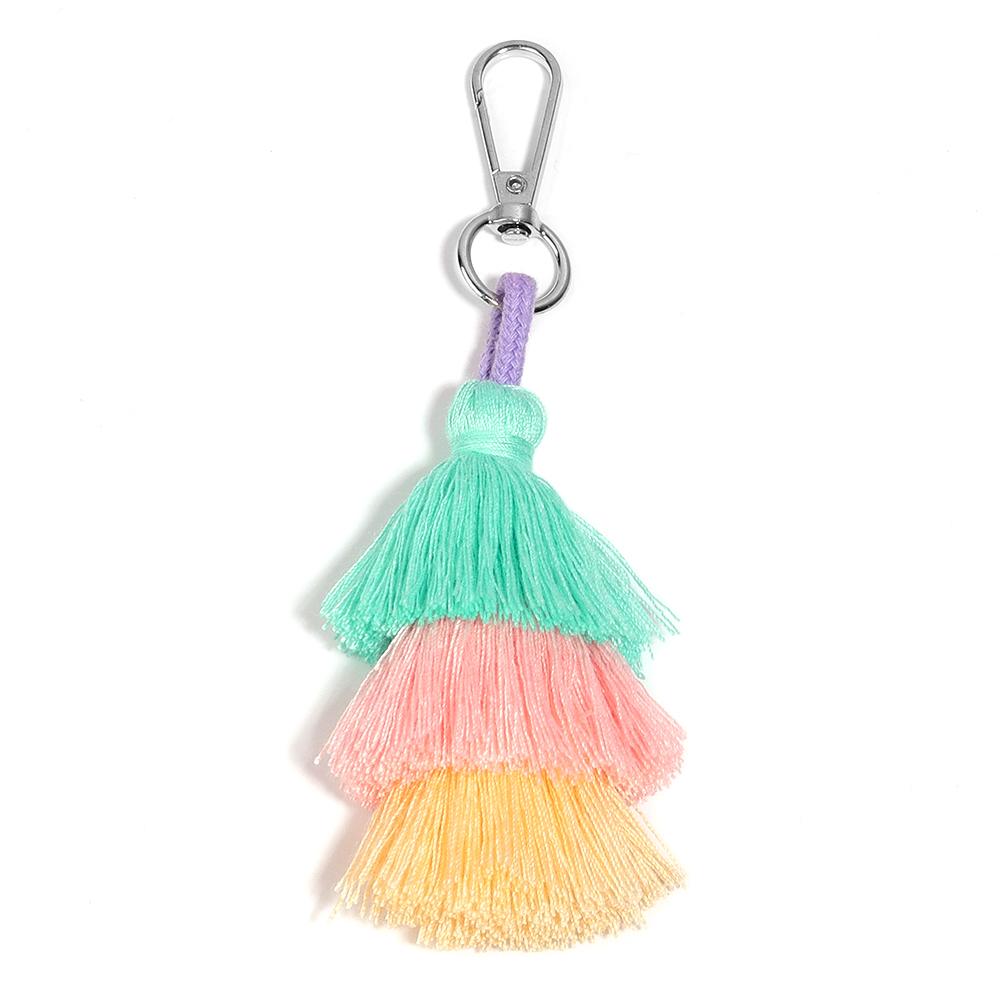 

1pc Colorful 3 Layers Tassel Keychains Key Chains Bohemian Simple Key Ring Fit Women Girls Handbag Accessorie Jewelry Gift