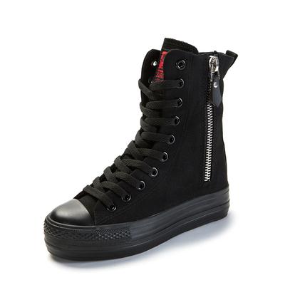 Damenschuhe Neue High-Top-Schuhe mit seitlichem Reißverschluss aus Canvas Designer-Plateauschuh für Damen Studenten-Sneakers Damen 2026 Plateau-Sneakers