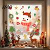Holiday Glass Stickers Christmas Window Clings, Cartoon Antlers Snowman Wall Stickers, Waterproof PVC Clings Decorative Decals for Home Windows