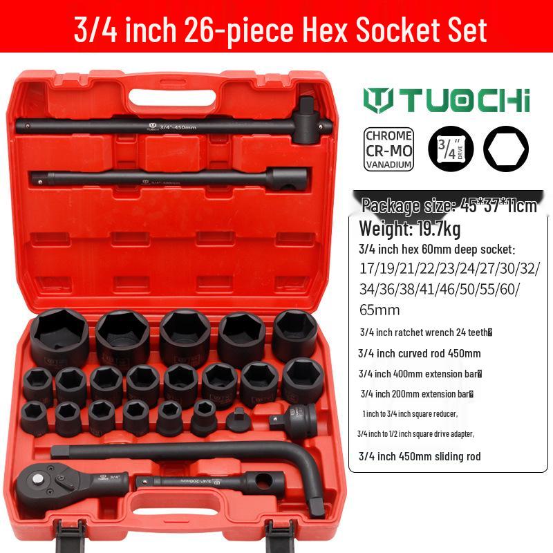 Heavy Duty 26-Piece 12-Point Socket Wrench Set for Auto Repair