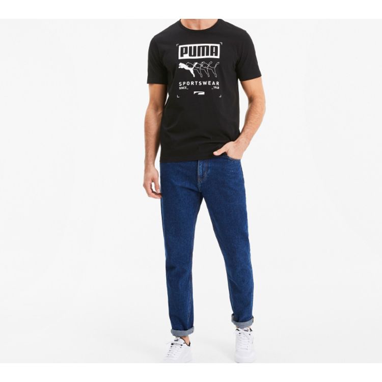 Puma Printed Round Neck Short Sleeve T-Shirt Men Tops Black 581908-01