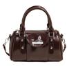 2026 Burgundy Mini Top-Handle Bag for Women Bright PU Leather Crossbody Purse Luxury Designer Shoulder Bag Handbag