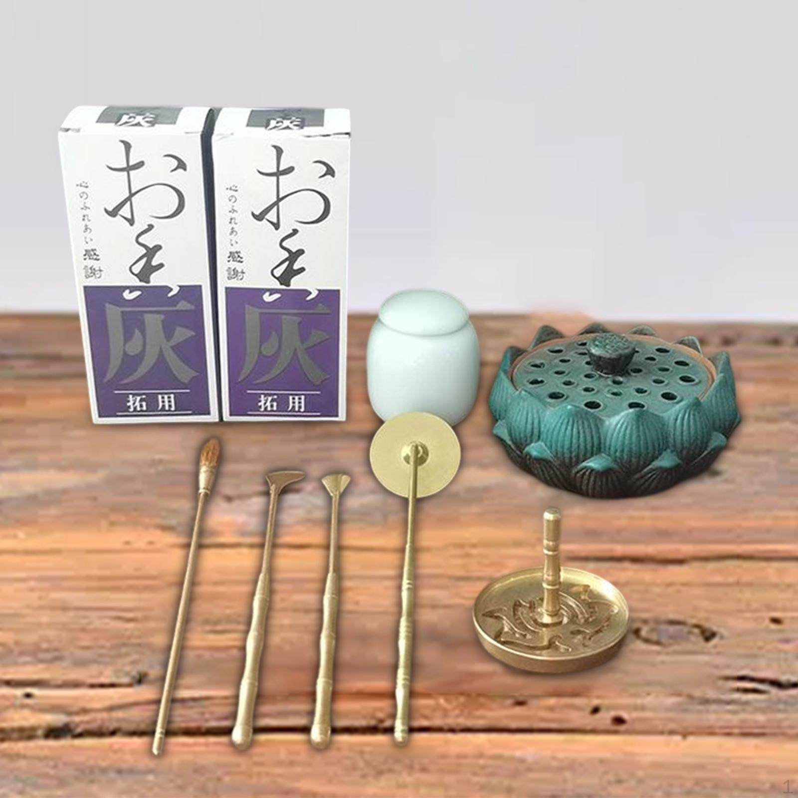 9 Pieces Tools Set Ceramic Holder Censer Accessory Spade Making Kit for Bedroom Home Temple Yoga