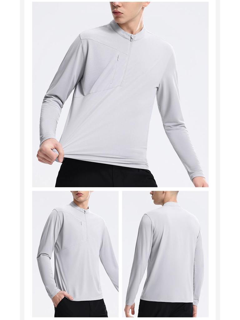 Di Jia Men's Half-Zip Quick-Dry Sports Top for Outdoor Training, Cycling, Running, and Fitness